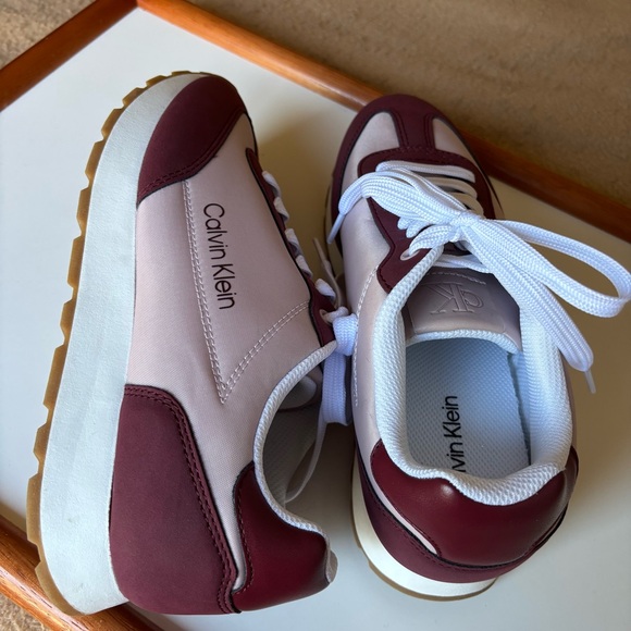 Calvin Klein Burgundy and White Sneakers - Picture 4 of 8